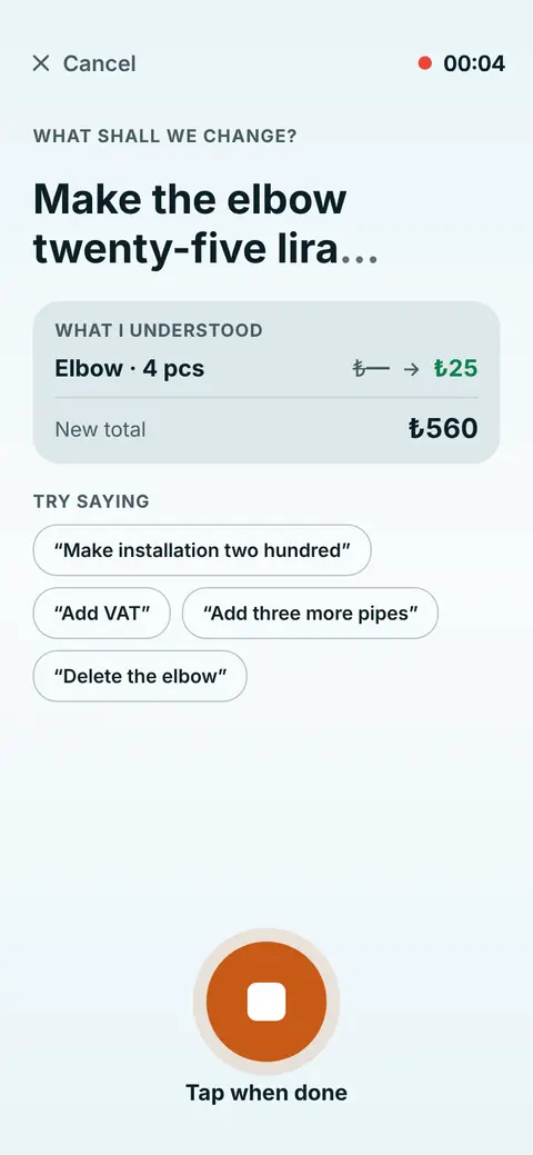 Correct by voice screen